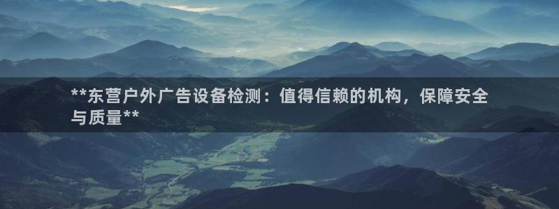杏宇平台开户：**东营户外广告设备检测：值得信赖的机构，保障安全
与质量**